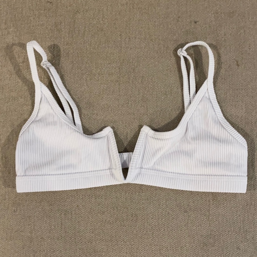 White OneOne swimwear ribbed bikini top ONLY